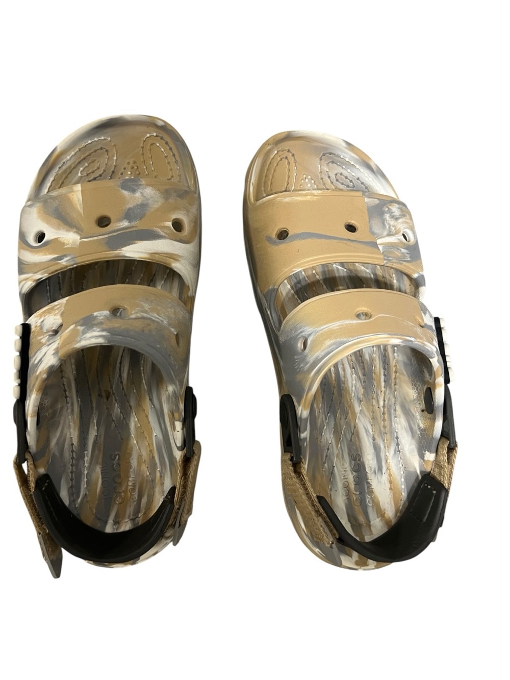 Unisex CrocsSandal Clog in Tan and Gray Men sz 8, Women sz 10